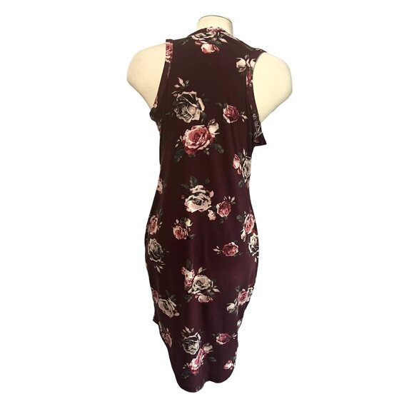 Rue 21 Floral Sheath Dress Sz Large Womens Burgundy Red Sleeveless - Picture 2 of 8
